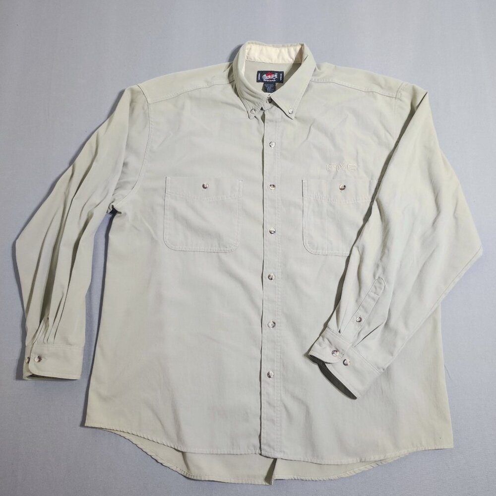 GMC Dealer long sleeve button down shirt men's size 2XL cream colour work wear